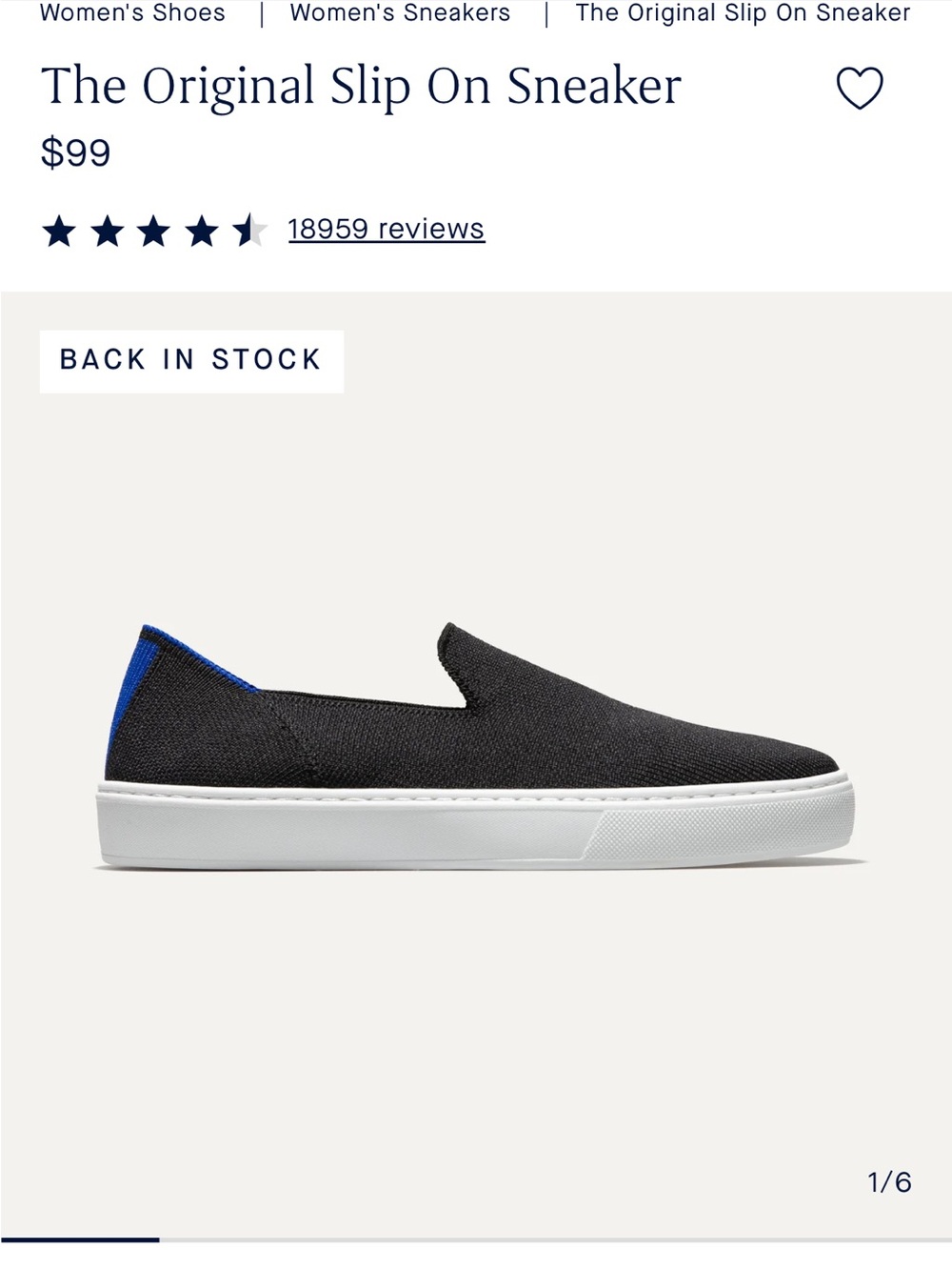 Rothy’s Women’s The Original Slip-On Sneakers in Black size 6.5